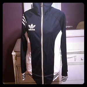 Adidas Navy and White Track Jacket